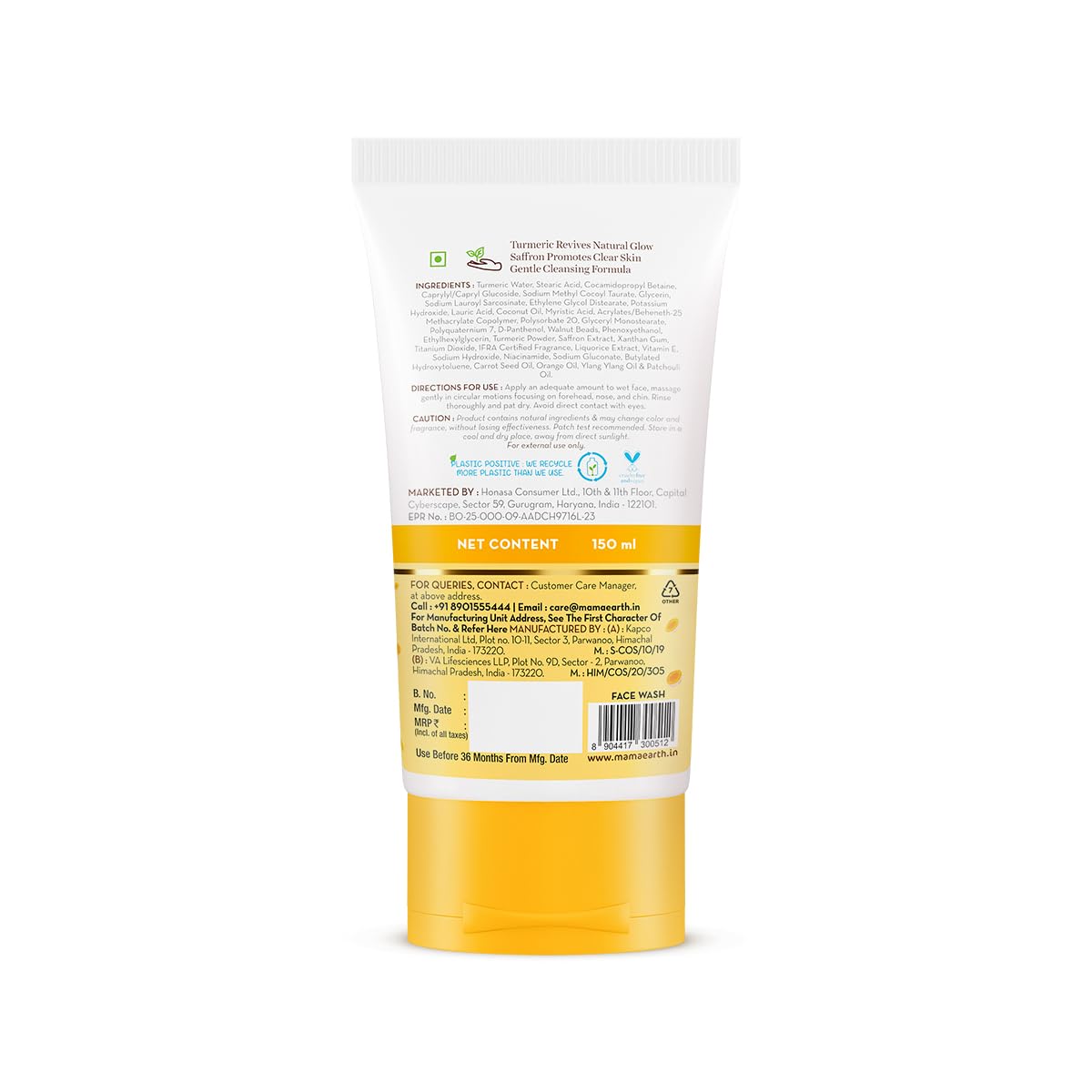 Mamaearth Ubtan Natural Glow Face Wash with Turmeric & Saffron,150ml