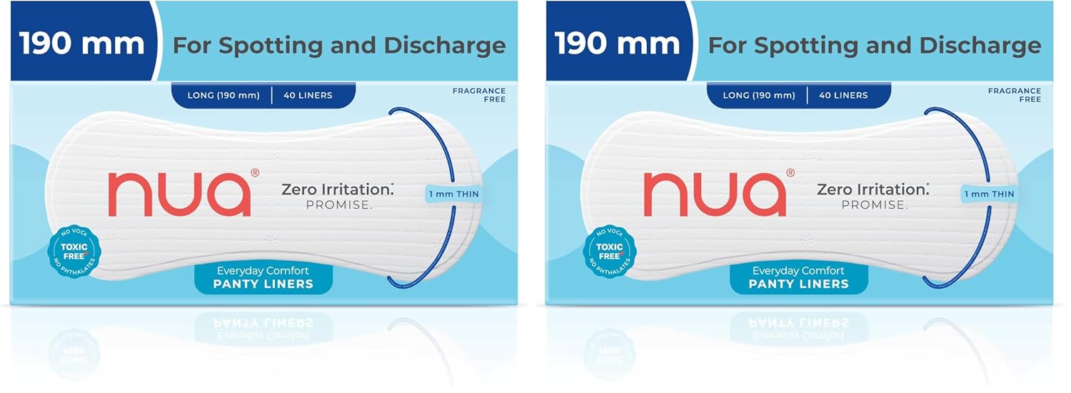 Nua Ultra-Soft Panty Liners For Women Daily Use - 40 Liners | 190mm Long |