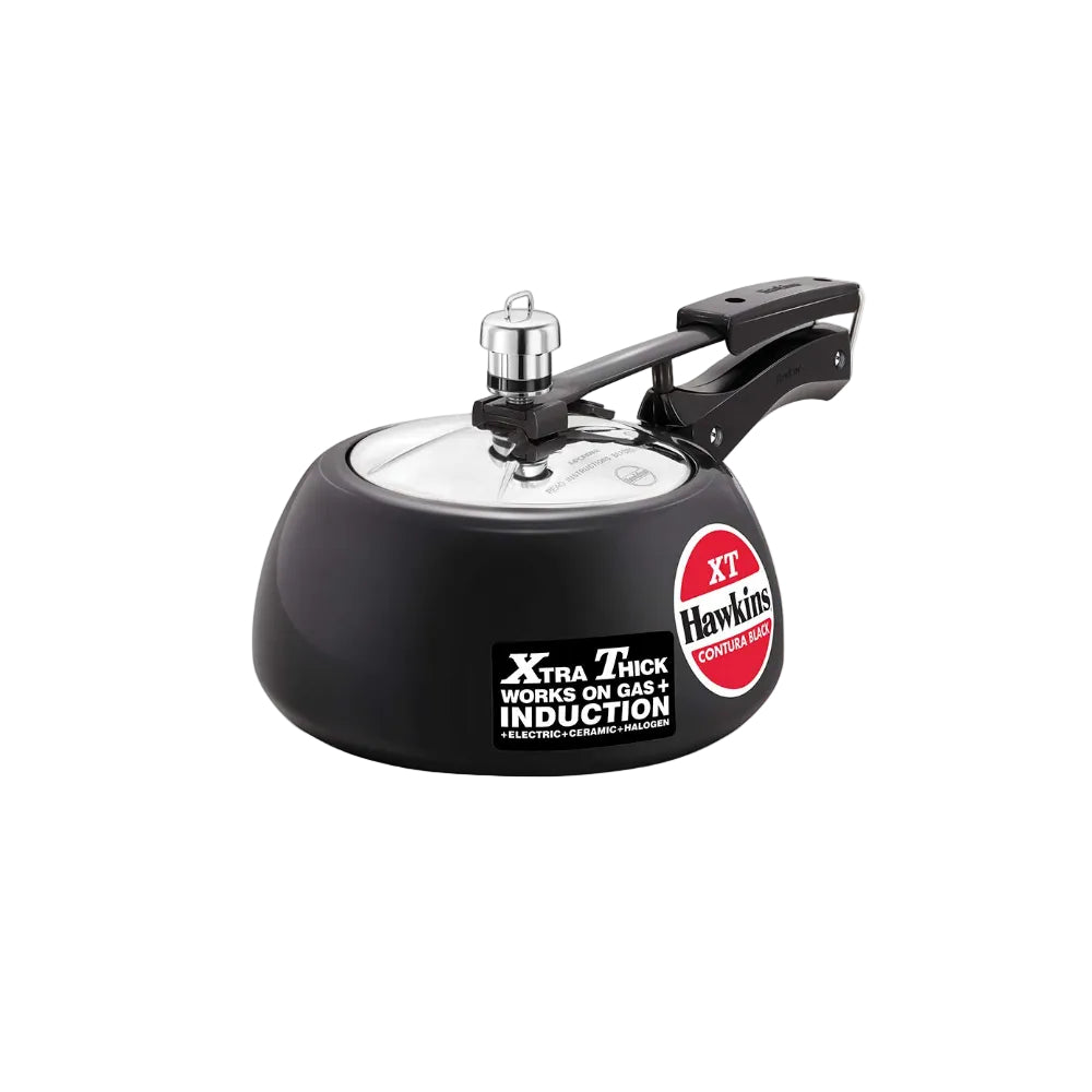 Hawkins 2 Litre Contura Black XT Pressure Cooker, Hard Anodised Inner Lid, Small Induction, Handi, Black (CXT20)