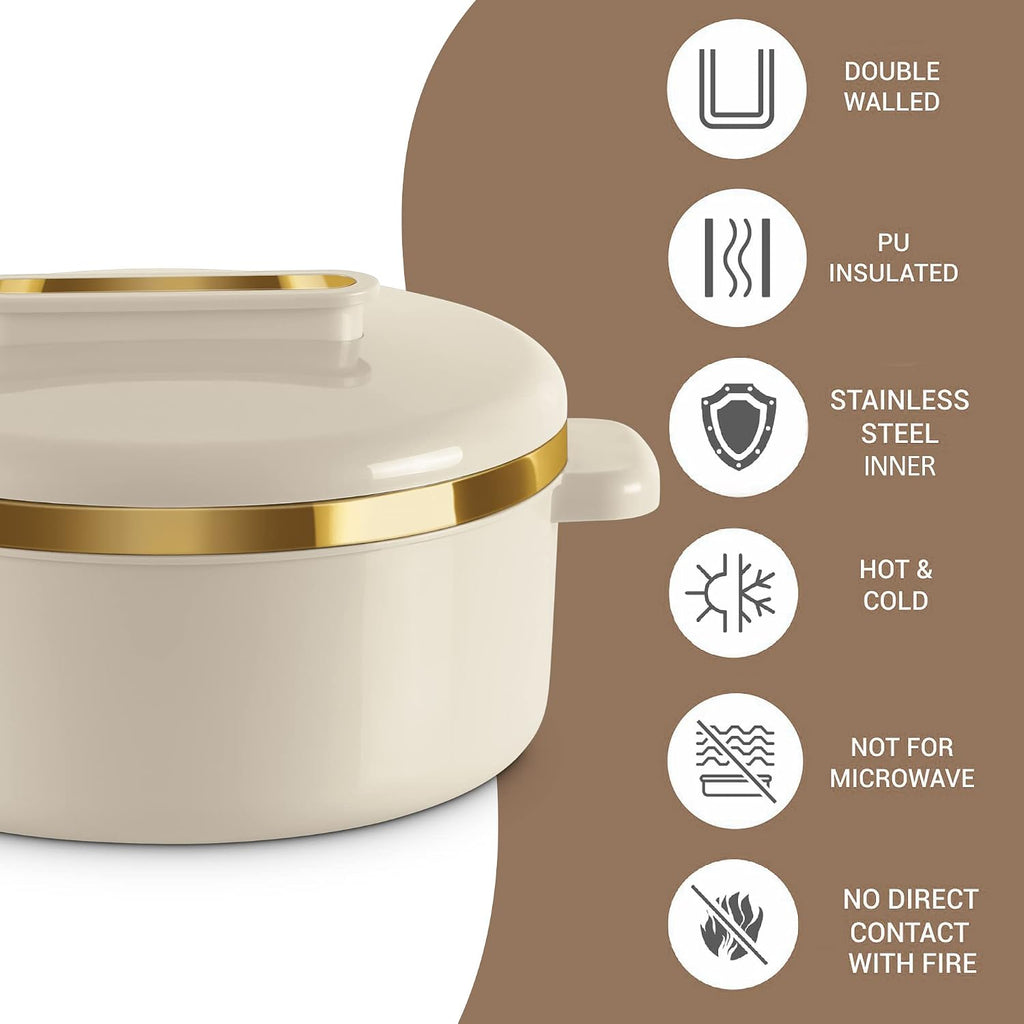MILTON Curve 1500 Inner Stainless Steel Casserole, 1300 ml, Ivory | BPA Free |