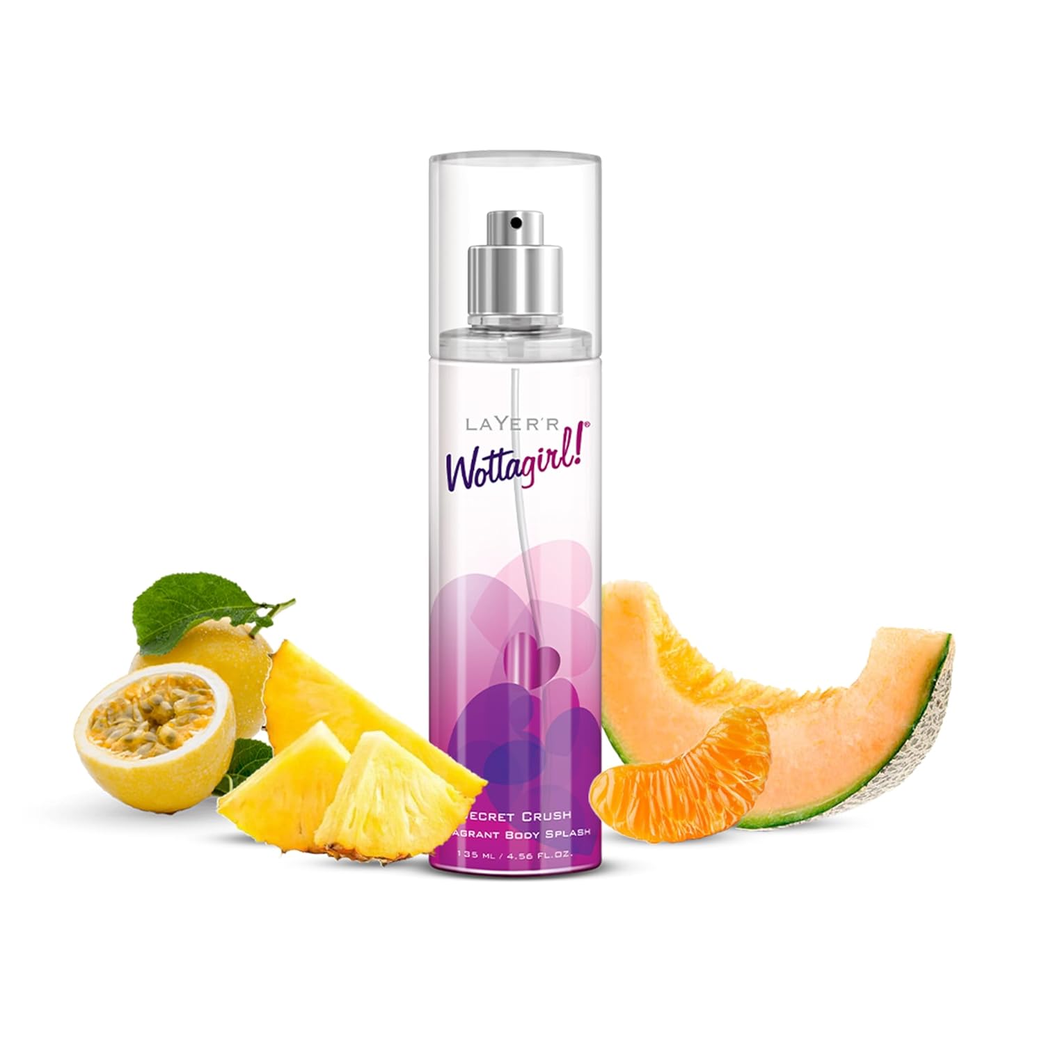 Layer'r Wottagirl Secret Crush Body Splash for Women 135ml | Long-lasting body splash with mandarin, pineapple & vanilla notes. Fruity fragrance for...