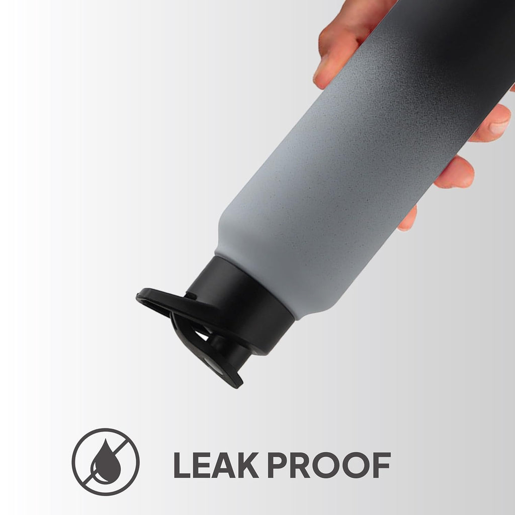 CELLO Aqua Pro Max Stainless Steel Water Bottle 1000 ml Black & Grey | ISI Certified Single Wall Rust & Leakproof Fridge Safe Stylish Easy Grip Colorful Steel Water Bottle For Office & Daily Use