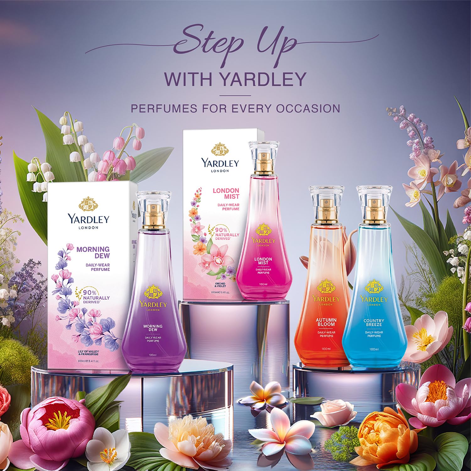 Yardley London Morning Dew Perfume for Women, 100ml – 90% Naturally Derived, Fresh Floral Daily Wear Spray | Lily of Valley & Frangipani Floral Fragrnace