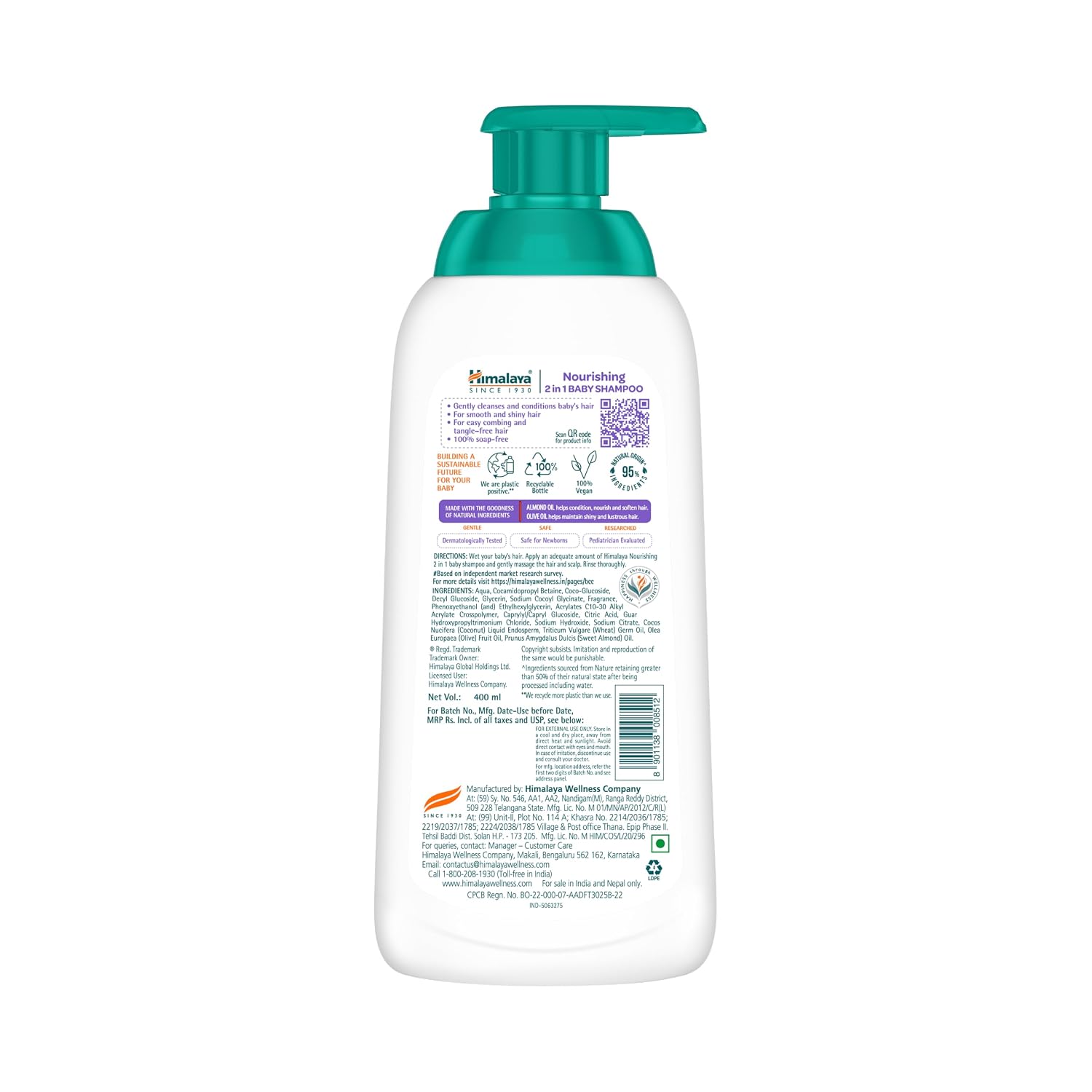 Himalaya 2-in-1 Nourishing Baby Shampoo+Conditioner (400ml)