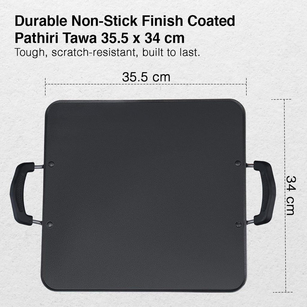 Prestige Omega Select Plus Aluminium Square Pathri Tawa 31cm|3 Layer Teflon Non Stick|Metal Spoon Friendly