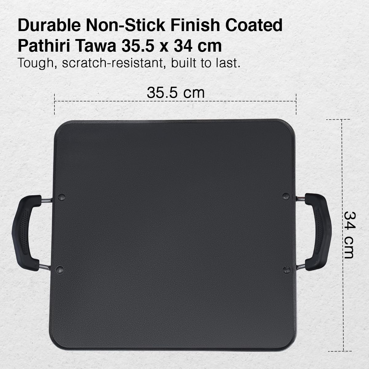 Prestige Omega Select Plus Aluminium Square Pathri Tawa 31cm|3 Layer Teflon Non Stick|Metal Spoon Friendly