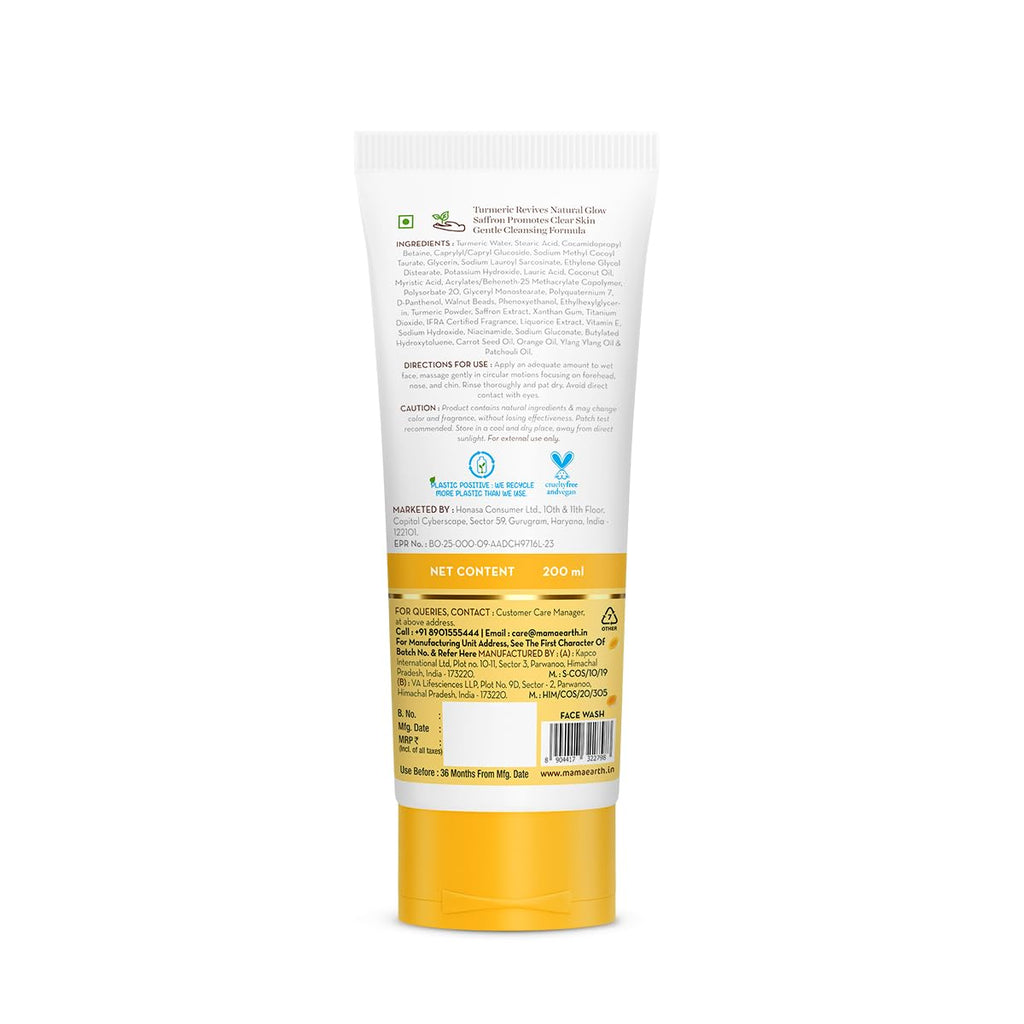 Mamaearth Ubtan Natural Glow Face Wash with Turmeric & Saffron for Tan Removal – 200 ml