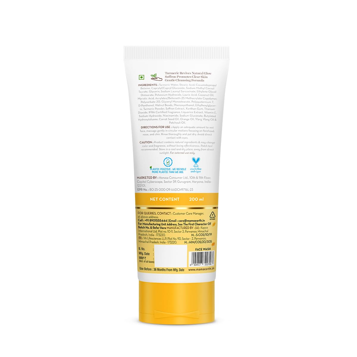 Mamaearth Ubtan Natural Glow Face Wash with Turmeric & Saffron for Tan Removal – 200 ml