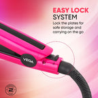 Vega Trendy Hair Straightener for Men and Women with Ceramic Coated Floating Plates, Temperature Setting