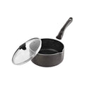 CELLO Aluminium Non-Stick Sauce/Milk Pan with Glass Lid for Kitchen 1.5 Litre, Black | PFOA Free, Bakelite Handle, Gas Stove & Induction Compatible Milk Tea Sauce Boiling Water Pans Pots for Cooking