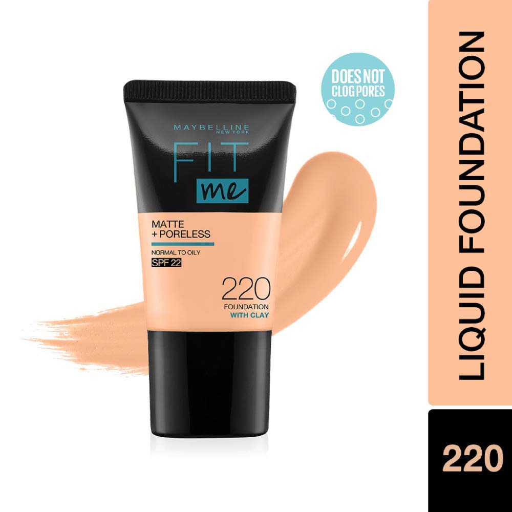 Maybelline New York Fit Me Matte+Poreless Liquid Foundation Medium Coverage For Oily Skin Powder Tube,220 Natural Beige,18Ml,128 Warm Nude,,Pack Of 1