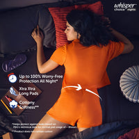 Whisper Choice Nights, 40 XXL Pads, Gives Up to 100% worry-free protection all night** with 4x back coverage