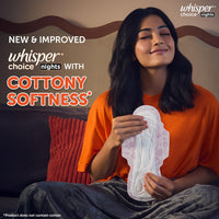 Whisper Choice Nights, 40 XXL Pads, Gives Up to 100% worry-free protection all night** with 4x back coverage