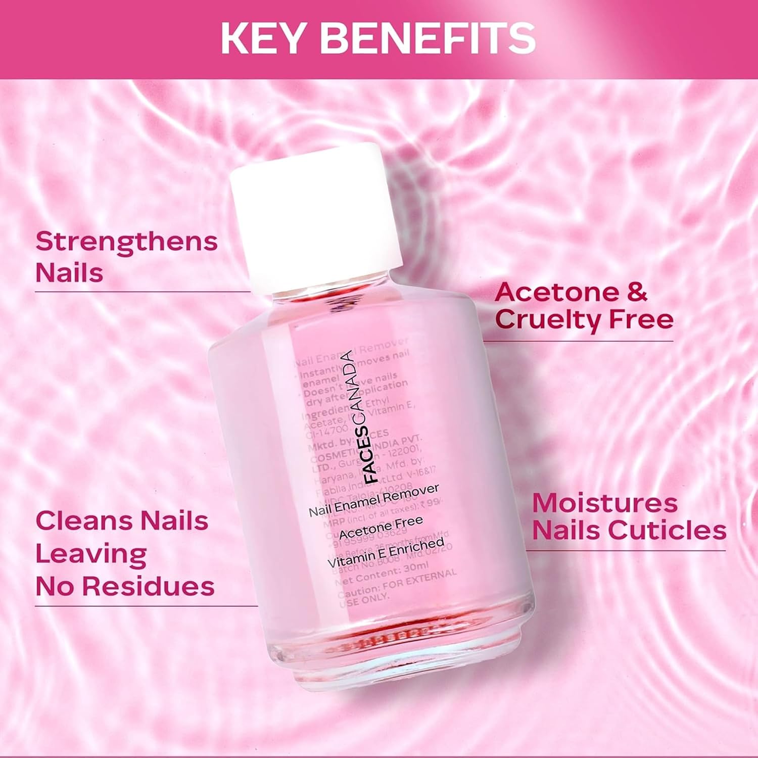 Faces Nail Enamel, Remover 01, 30ml, transparent 01