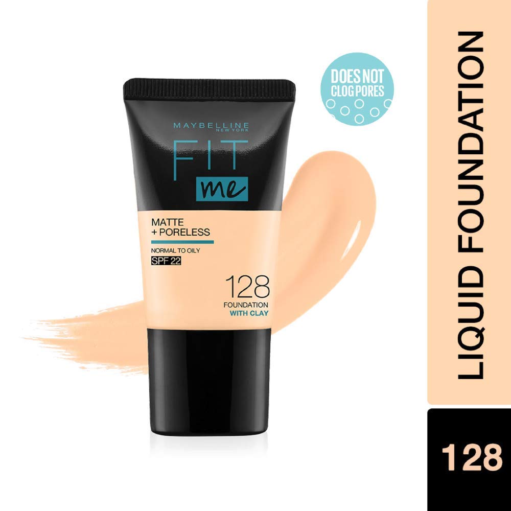 Maybelline New York Fit Me Matte+Poreless Liquid Foundation Medium Coverage For Oily Skin Powder Tube,220 Natural Beige,18Ml,128 Warm Nude,,Pack Of 1