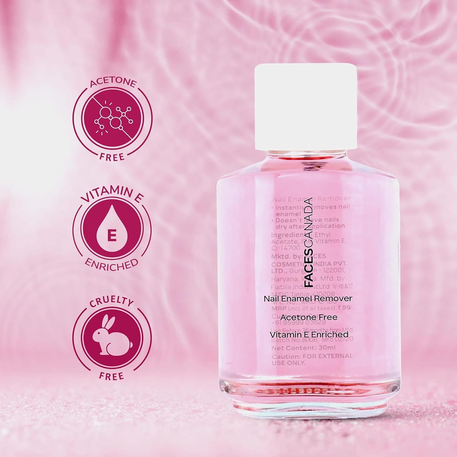 Faces Nail Enamel, Remover 01, 30ml, transparent 01