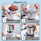 AGARO Delite Vegetable & Meat Chopper for Kitchen, Garlic Peeler, Egg Whisker, 2L Bowl, 400W Motor