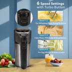 AGARO Elegant Hand Mixer, 300 Watts, Stainless Steel, 6 Interchangeable Speed Settings, Turbo Function, Interchangeable Beaters and Dough Hook Accessories for Mixing,