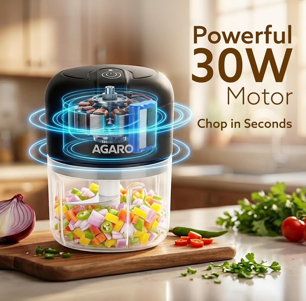AGARO Elite Rechargeable Mini Electric Chopper 250 Ml, Black