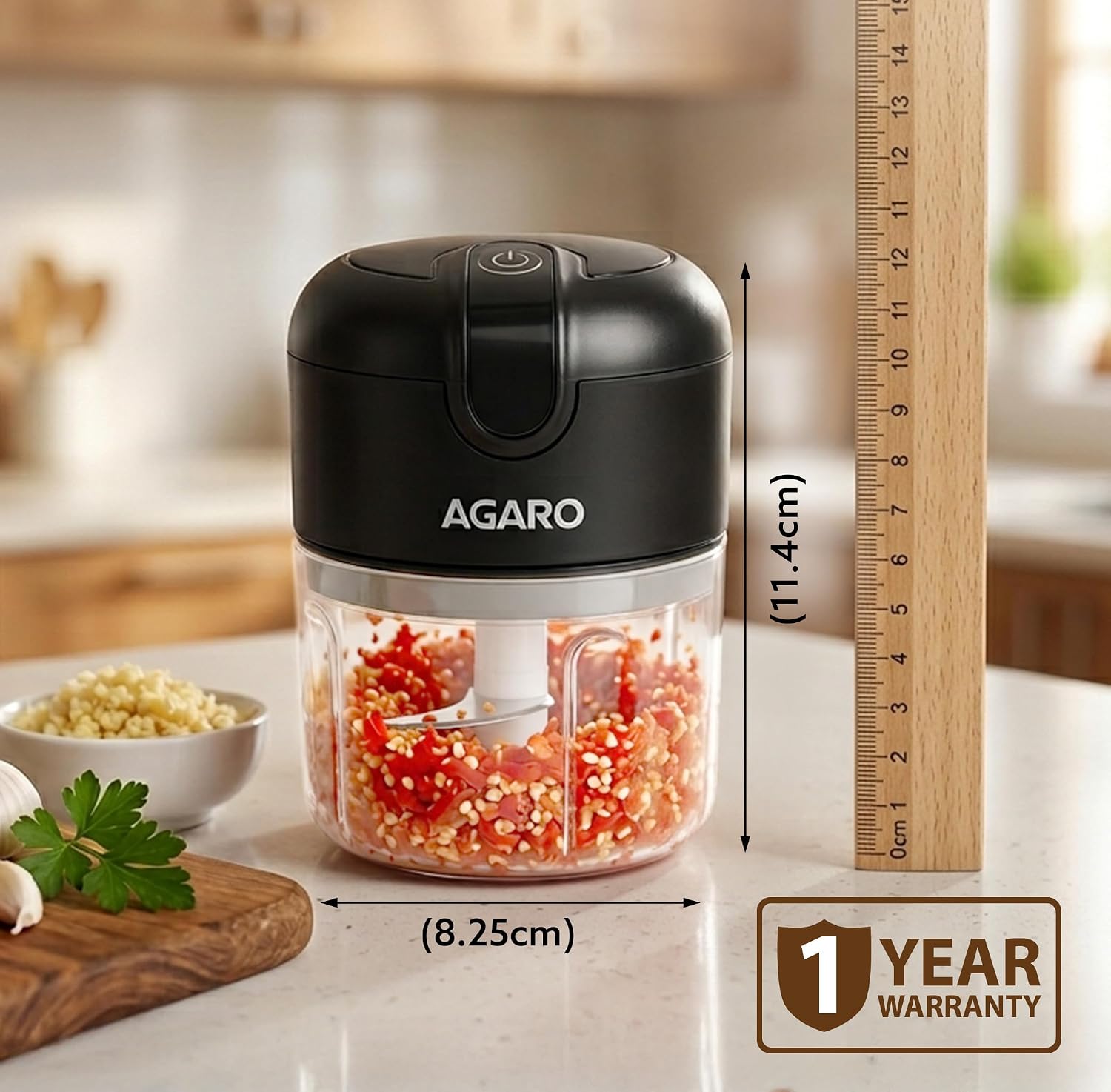 AGARO Elite Rechargeable Mini Electric Chopper 250 Ml, Black