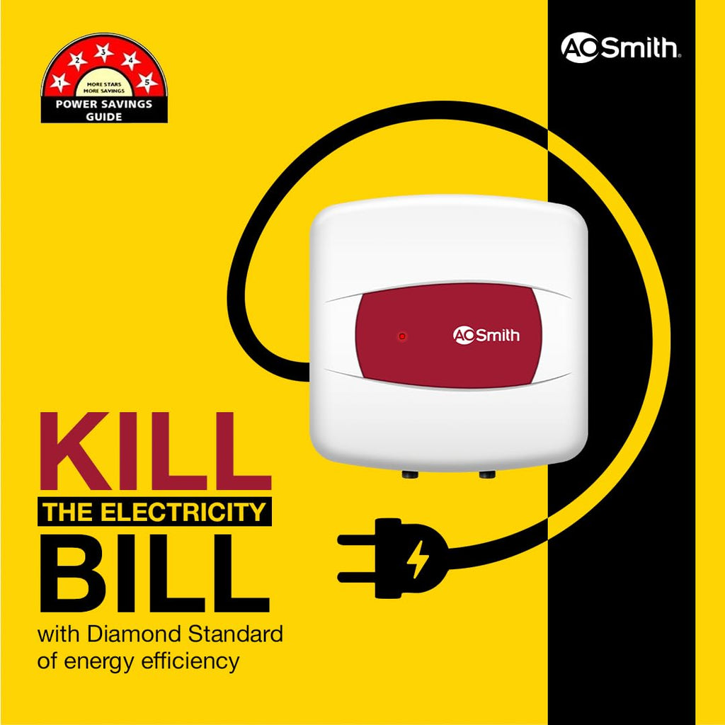 AO Smith Geyser 10 Litre 5 Star Rating (BEE) | Powerful 2KW Heating | Storage Water Heater With 2X Corrosion Resistant Blue Diamond Glass Tank | Warranty: 5 Yr Tank, 2 Yr Comprehensive | HSE-SHS-010