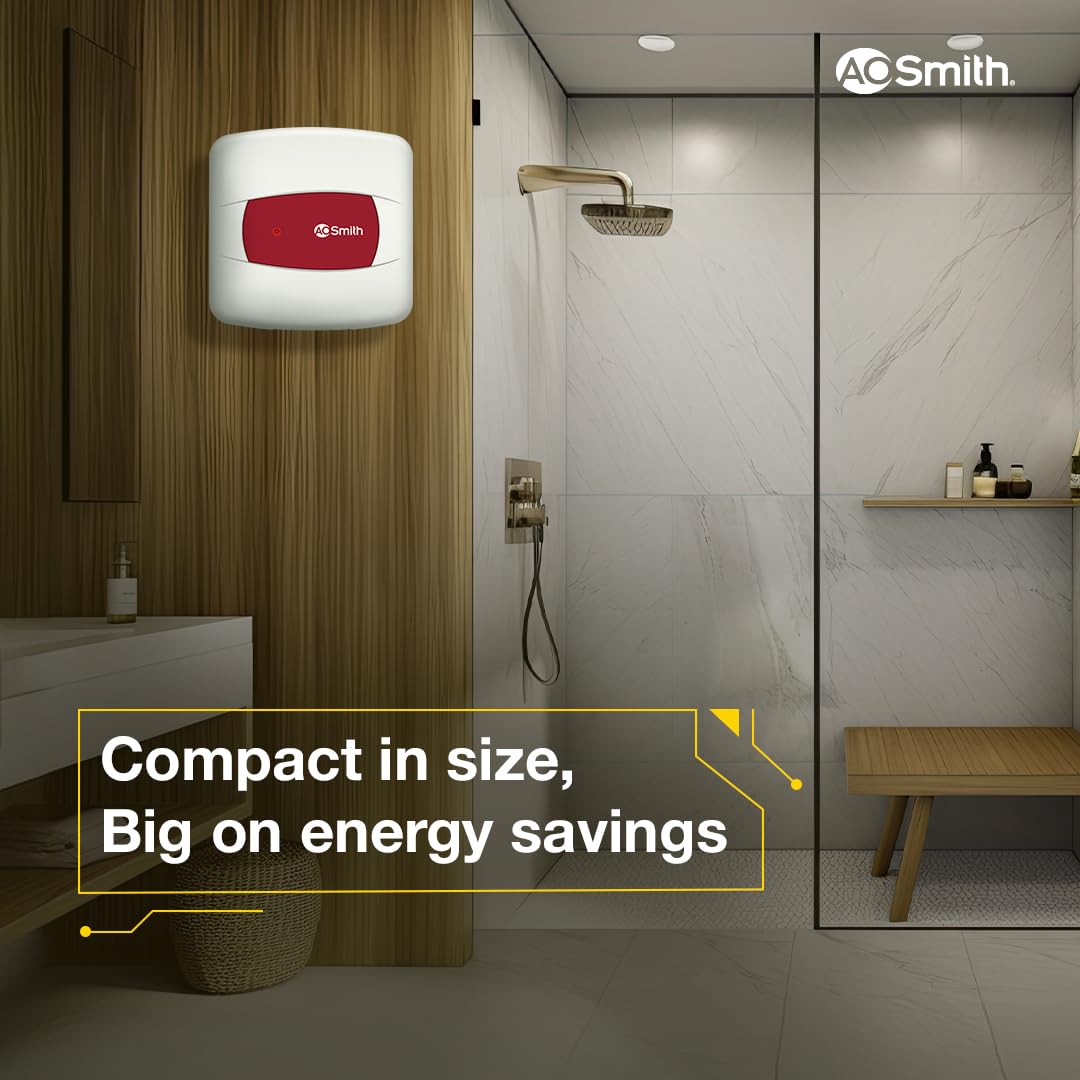 AO Smith Geyser 6 Litre 5 Star Rating (BEE) | Powerful 2KW Heating | Storage Water Heater With 2X Corrosion Resistant Blue Diamond Glass Tank | Warranty: 5 Yr Tank, 2 Yr Comprehensive | HSE-SHS-06