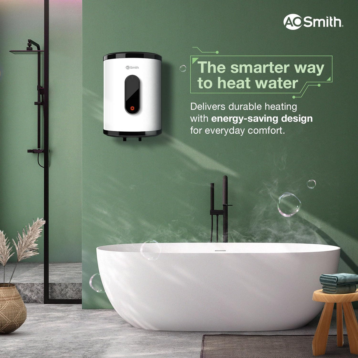 AO Smith Geyser VAS PLUS 15 Litre | 5 Star BEE Rating | Powerful 2KW Water Geyser for Bathroom | 2X Corrosion Resistant | Storage Water Heater | Warranty: 7Yr Tank, 3Yr Heating Element, 2Yr Overall
