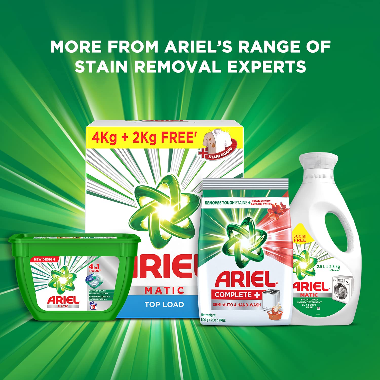 Ariel Complete + Detergent Washing Powder- 4Kg