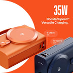 Ambrane 25W Qi2.2 Magsafe Wireless 20000mAh Powerbank, 35W Wired Charging, Fastest Qi2.2 Technology - Now Charge 40% in 30 mins wirelessly, Support Macbook Air Charging For iPhone (Orbit 20K,Titanium)