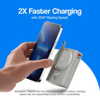 Ambrane 25W Qi2.2 Magsafe Wireless 20000mAh Powerbank, 35W Wired Charging, Fastest Qi2.2 Technology - Now Charge 40% in 30 mins wirelessly, Support Macbook Air Charging For iPhone (Orbit 20K,Titanium)