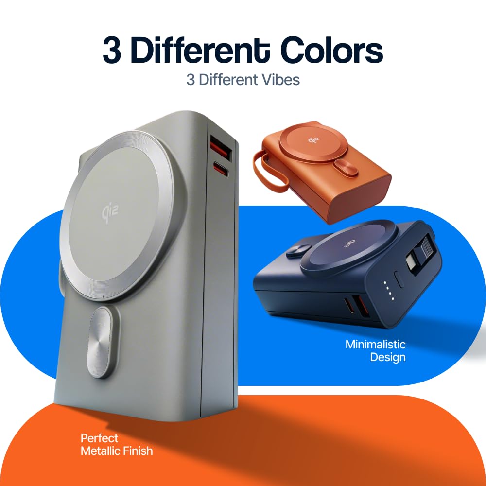 Ambrane 25W Qi2.2 Magsafe Wireless 20000mAh Powerbank, 35W Wired Charging, Fastest Qi2.2 Technology - Now Charge 40% in 30 mins wirelessly, Support Macbook Air Charging For iPhone (Orbit 20K,Titanium)