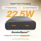 Ambrane 27000mAh Powerbank, 22.5W Fast Charging, Triple Output (2 USB & 1 Type C), PD, Quick Charge for iPhone, Android & Other Devices, Made in India + Type C Cable (Stylo Pro 27K, Deep Purple)