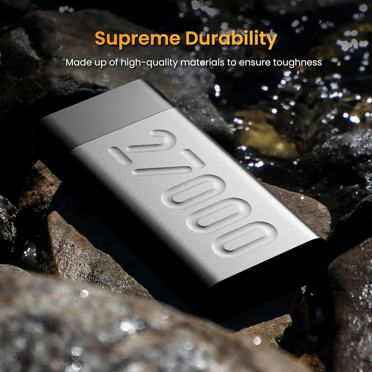 Ambrane 27000mAh Powerbank, 20W Fast Charging, Triple Output (2 USB & 1 Type C), PD, Quick Charge for iPhone, Android & Other Devices, Made in India + Type C Cable (Stylo Pro 27K, Black)