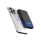 Ambrane Magsafe Wireless 10000Mah Fast Charging USB Type-C Input Power Bank, Strong Magnet, 22.5W Output For iPhone 12 & Above, Android & Other Qi Enabled Devices + Magnetic Ring (Aerosync Snap, Blue)