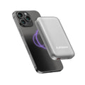 Ambrane Magsafe Wireless 10000Mah Fast Charging Power Bank,Strong Magnet,22.5W Output for iPhone 12 Back Cover & Above,Android & Other Qi Enabled Devices + Magnetic Ring (Aerosync Snap,Silver)