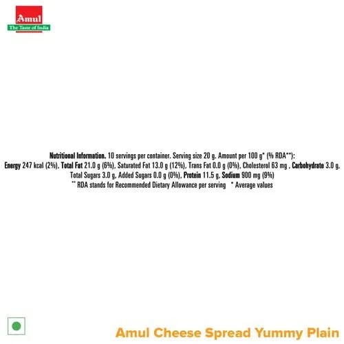 Amul cheese spread, 200g Yummy Plain