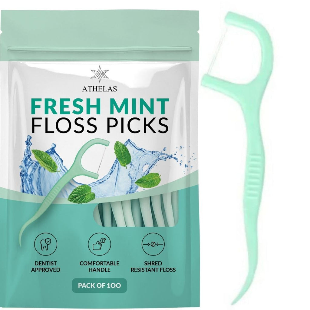 Athelas Pack of 100 Fresh Mint Dental Floss Picks