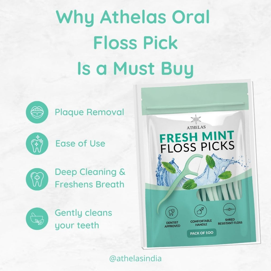 Athelas Pack of 100 Fresh Mint Dental Floss Picks