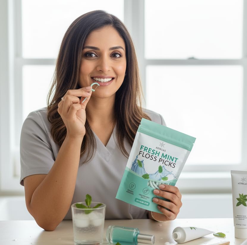 Athelas Pack of 100 Fresh Mint Dental Floss Picks