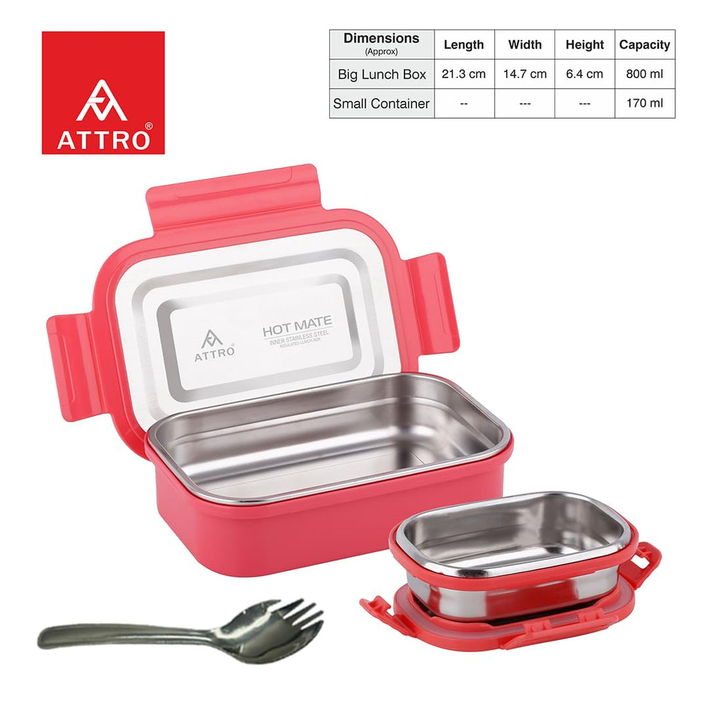 Attro Hotmate  Lunch Box 800 Ml - Pastel Peach