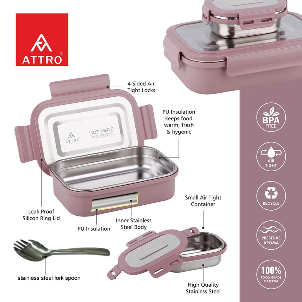 Attro Hotmate  Lunch Box 800 Ml - Pastel Voilet