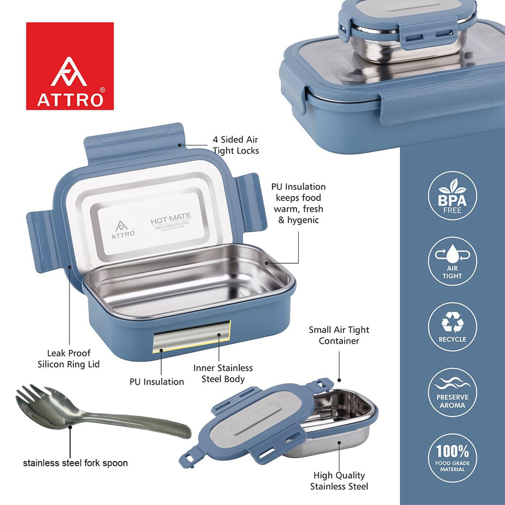 Attro Hotmate  Lunch Box 800 Ml - Pastel Blue