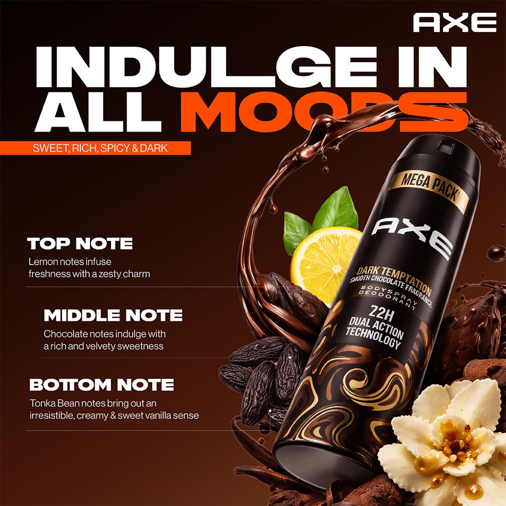 Axe Dark Temptation Long Lasting Deodorant Bodyspray for Men 215 ml