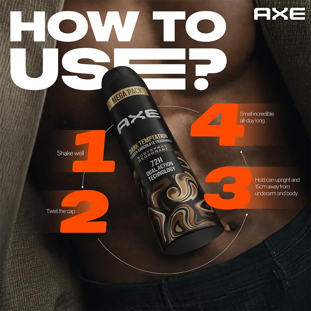 Axe Dark Temptation Long Lasting Deodorant Bodyspray for Men 215 ml