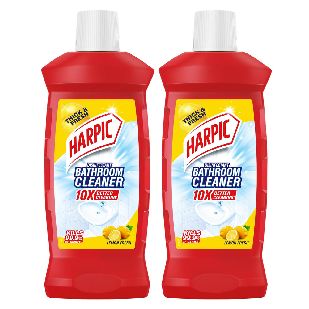 Harpic Disinfectant Bathroom Cleaner Liquid, Lemon - 1 L (Pack of 2) | India's # 1 Bathroom Cleaner