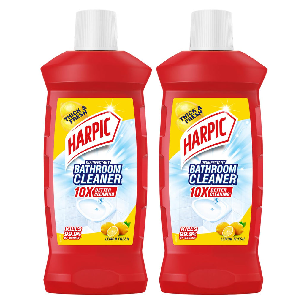 Harpic Disinfectant Bathroom Cleaner Liquid, Lemon - 1 L (Pack of 2) | India's # 1 Bathroom Cleaner