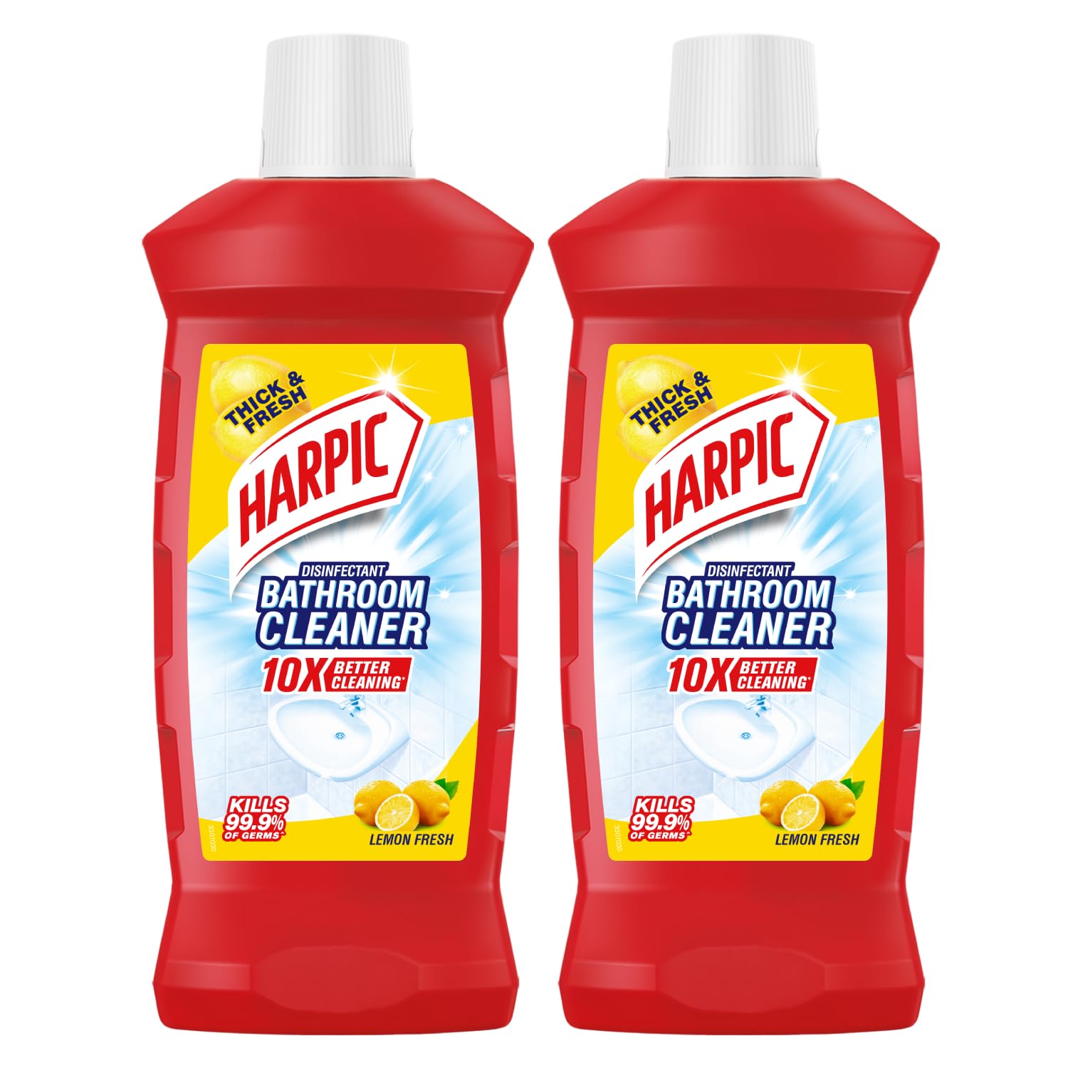 Harpic Disinfectant Bathroom Cleaner Liquid, Lemon - 1 L (Pack of 2) | India's # 1 Bathroom Cleaner