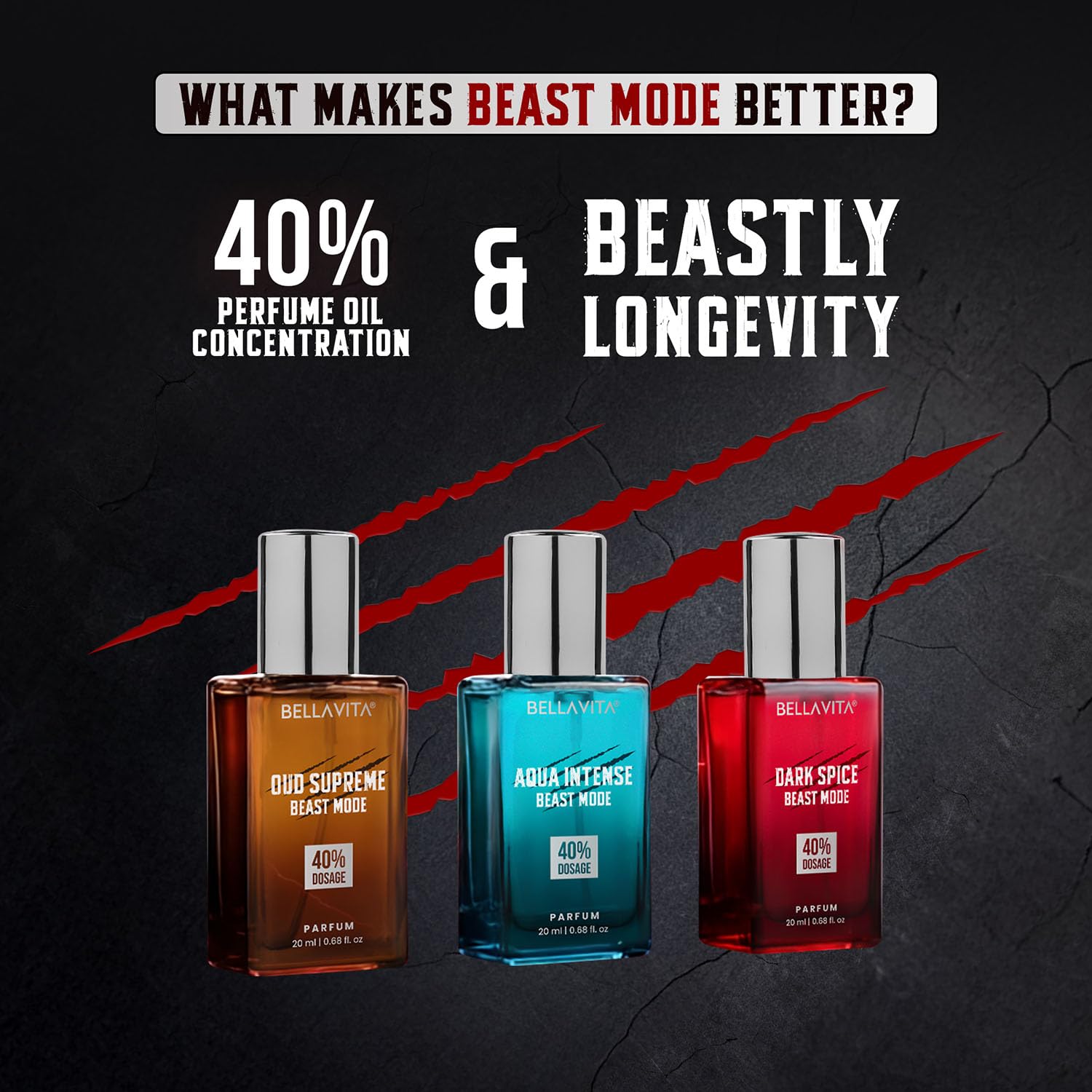 BELLAVITA Beast Mode Collection Set | Set of 3 x 20ml each