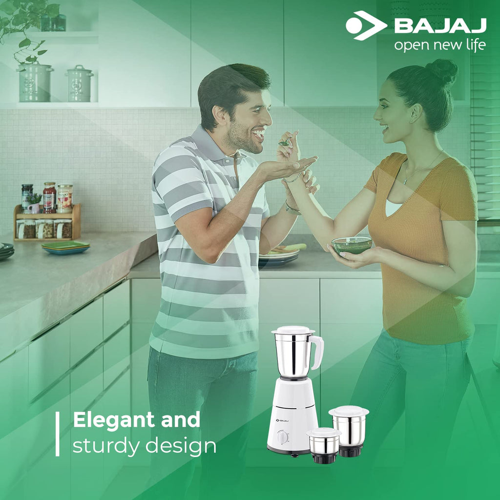 Bajaj 500 Watt GX-1 Mixer Grinder with 3 Jars- white