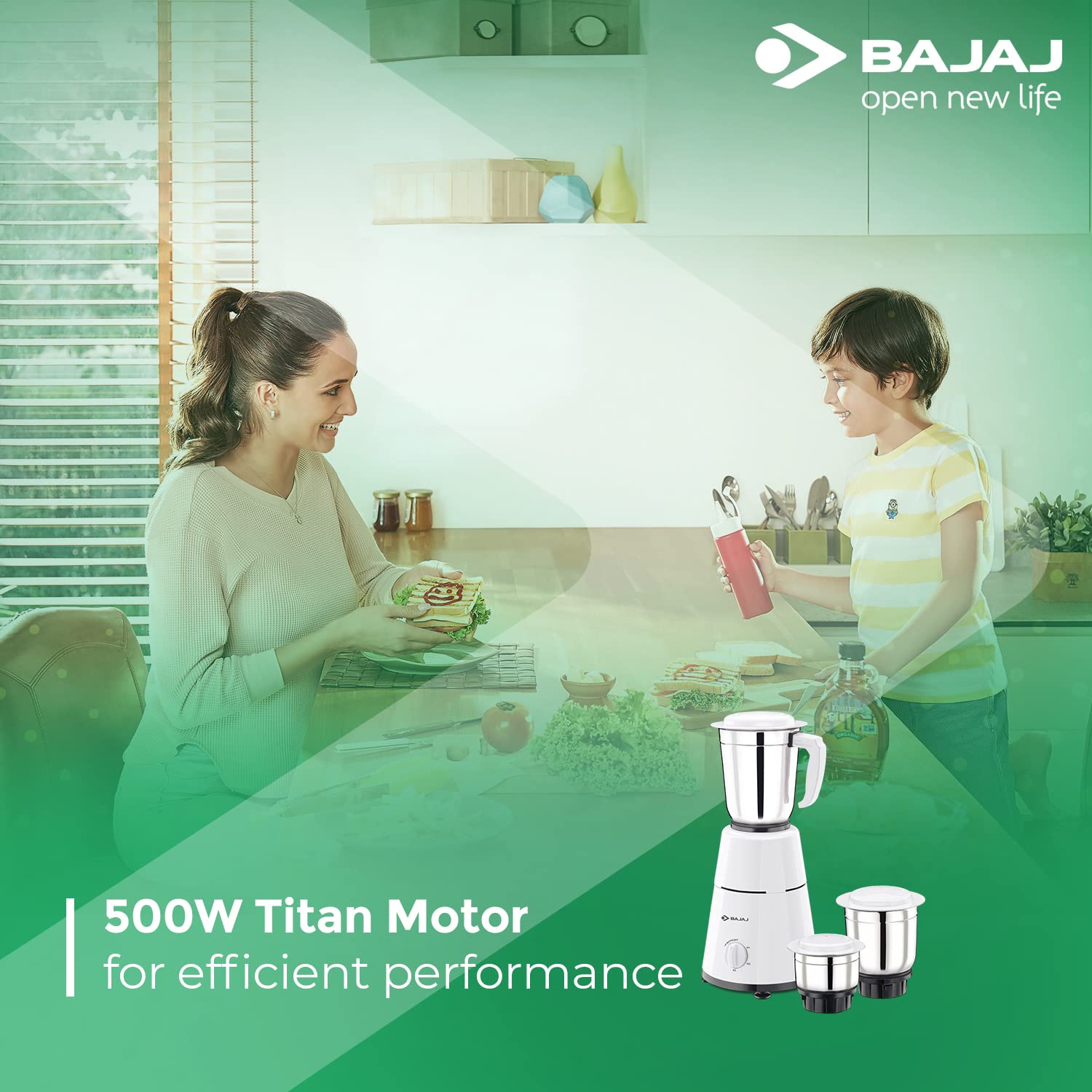 Bajaj 500 Watt GX-1 Mixer Grinder with 3 Jars- white